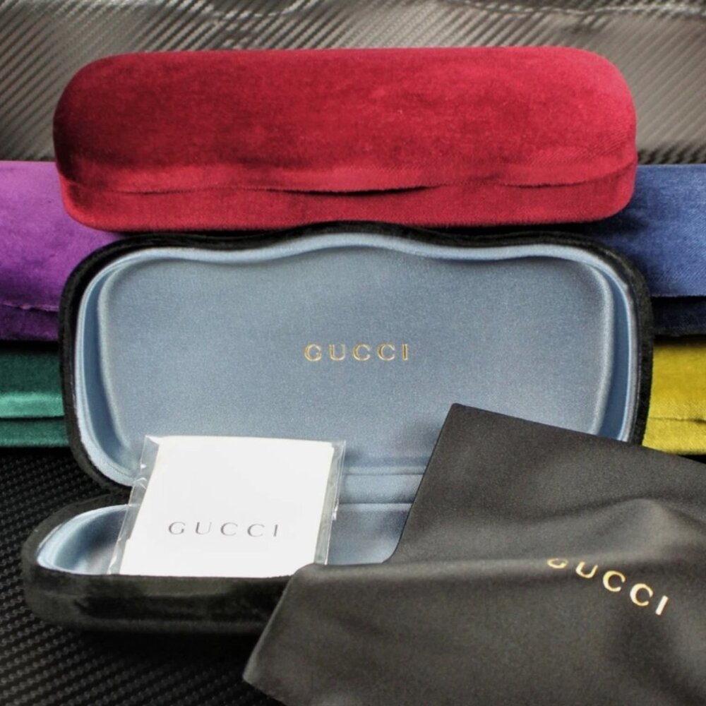 GUCCI Square Havana White Crystal Demo Lens 52 mm Women's Eyeglasses - Picture 5 of 5